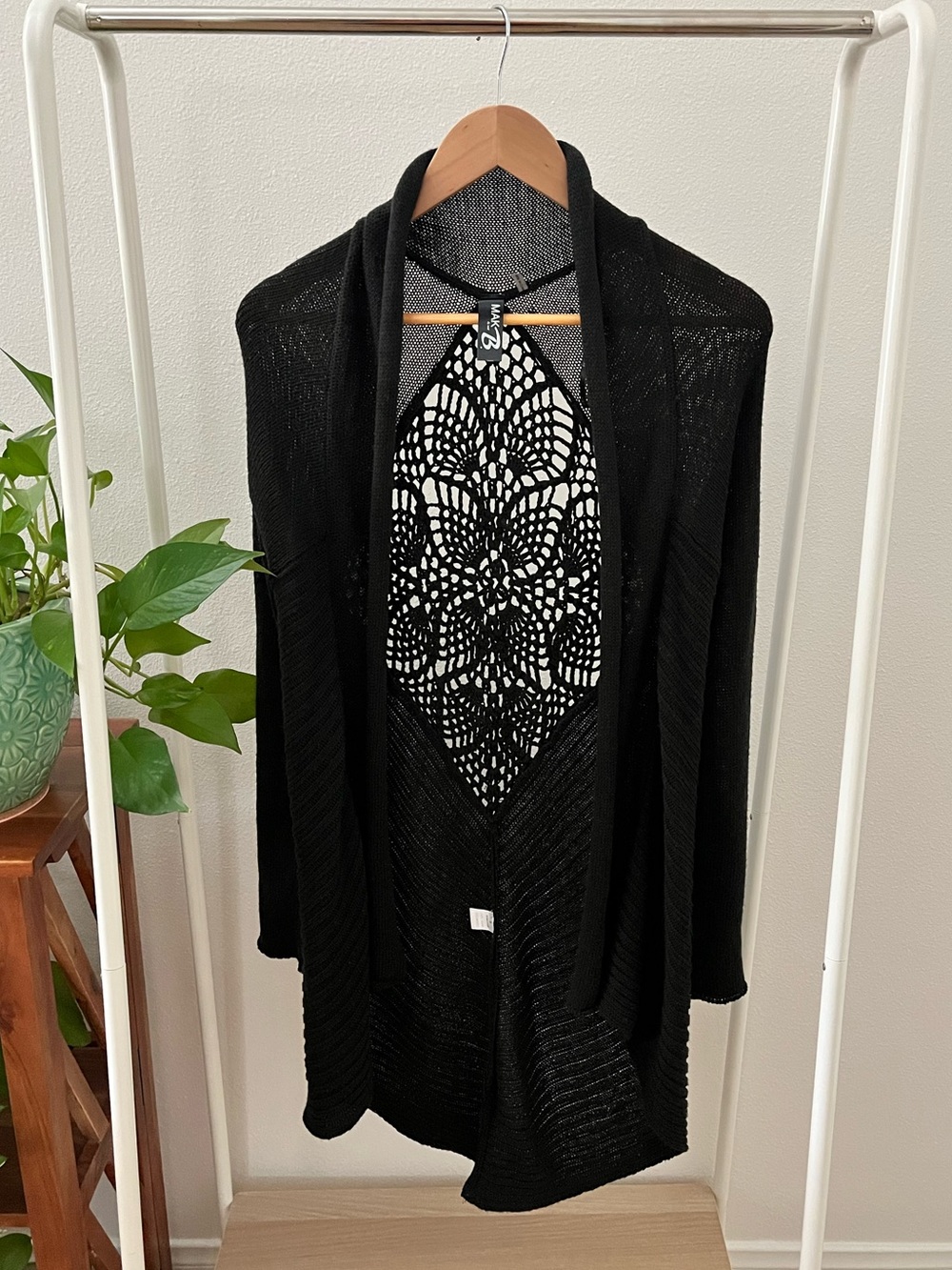 Mak by Mak B Black Open-Front Women's Sweater Cardigan